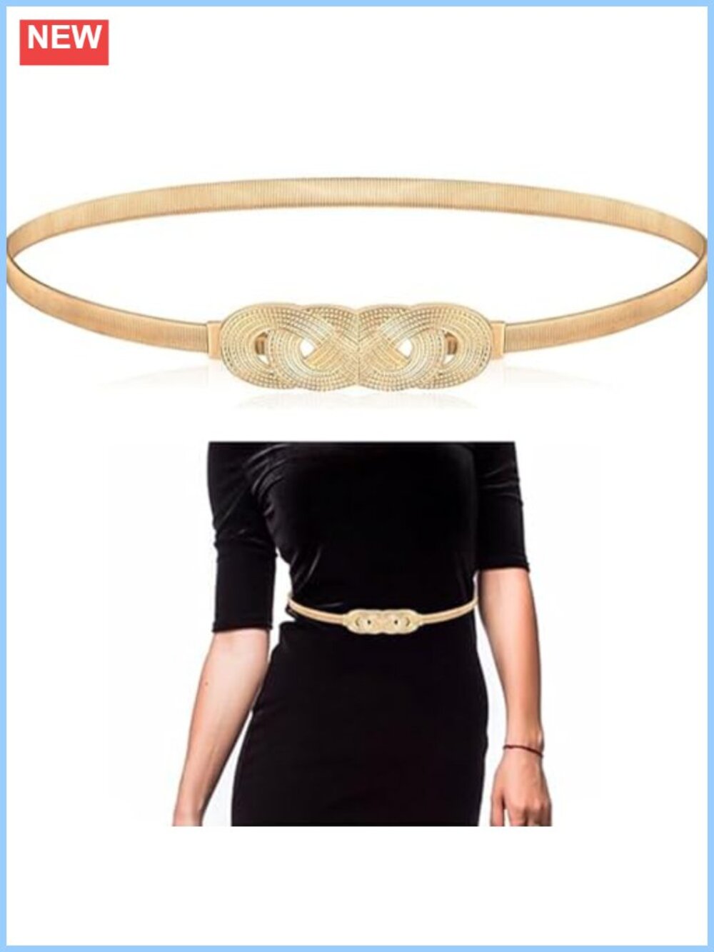 Metal Corset Belt Stretch Elastic Skinny Belt for Dress